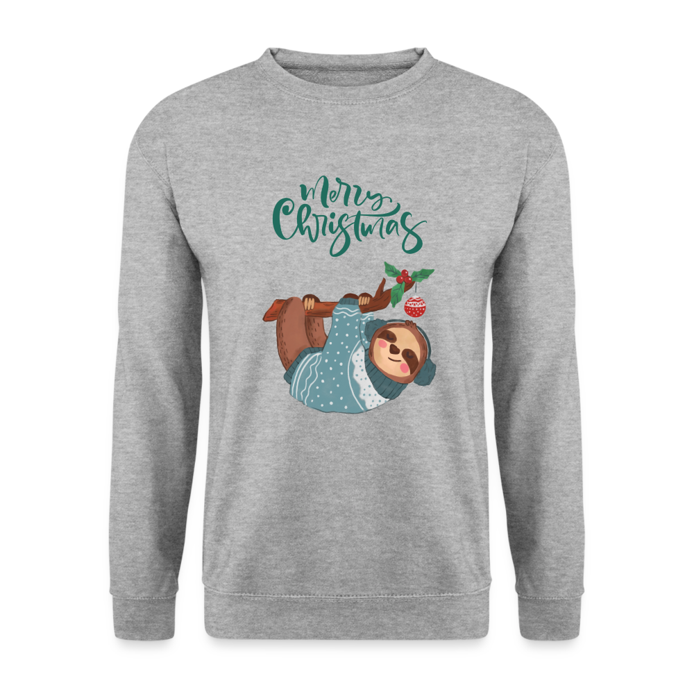 Unisex Pullover - Christmas Faultier - Weißgrau meliert