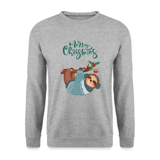 Unisex Pullover - Christmas Faultier - Weißgrau meliert