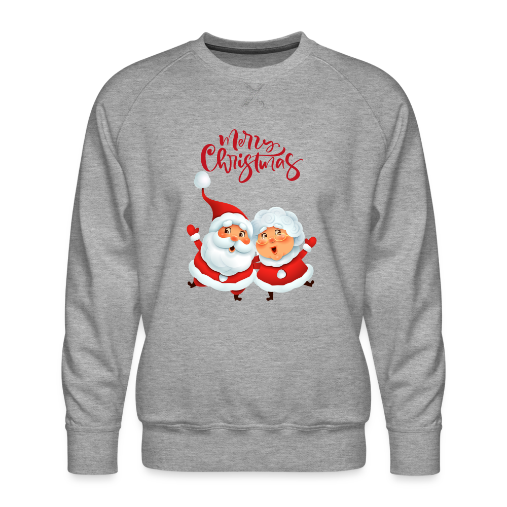 Männer Premium Pullover - Santa & Mrs Clause - Grau meliert