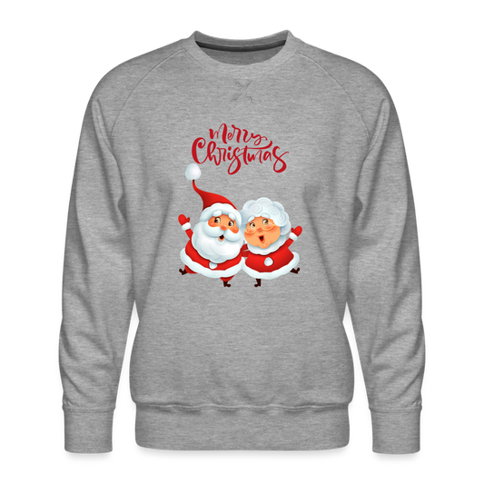 Männer Premium Pullover - Santa & Mrs Clause - Grau meliert