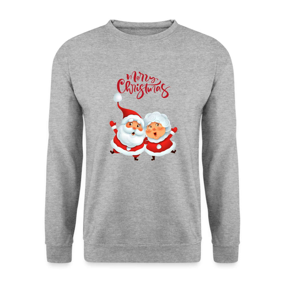 Unisex Pullover - Santa & Mrs Clause - Weißgrau meliert