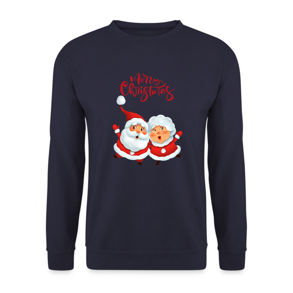 Unisex Pullover - Santa & Mrs Clause - Navy