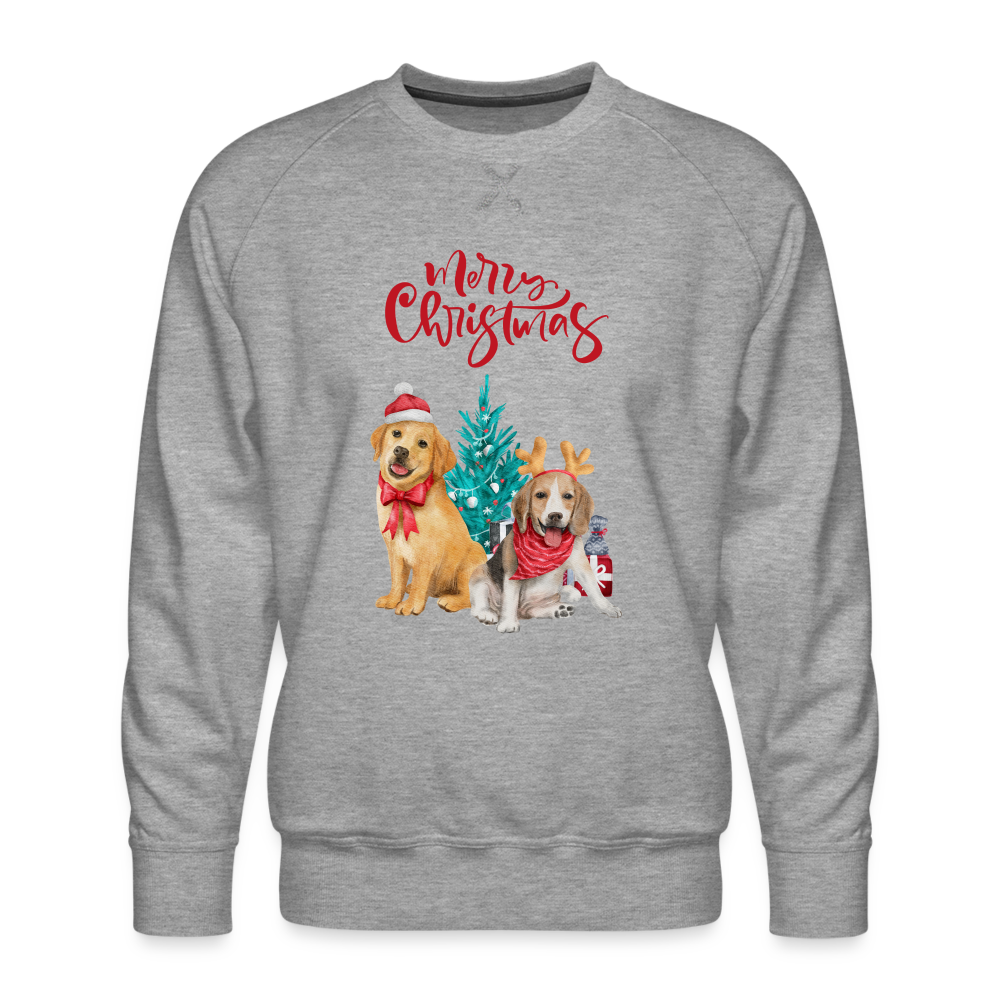 Männer Premium Pullover - Christmas Dogs - Grau meliert