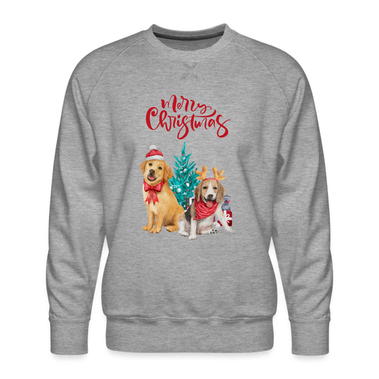 Männer Premium Pullover - Christmas Dogs - Grau meliert