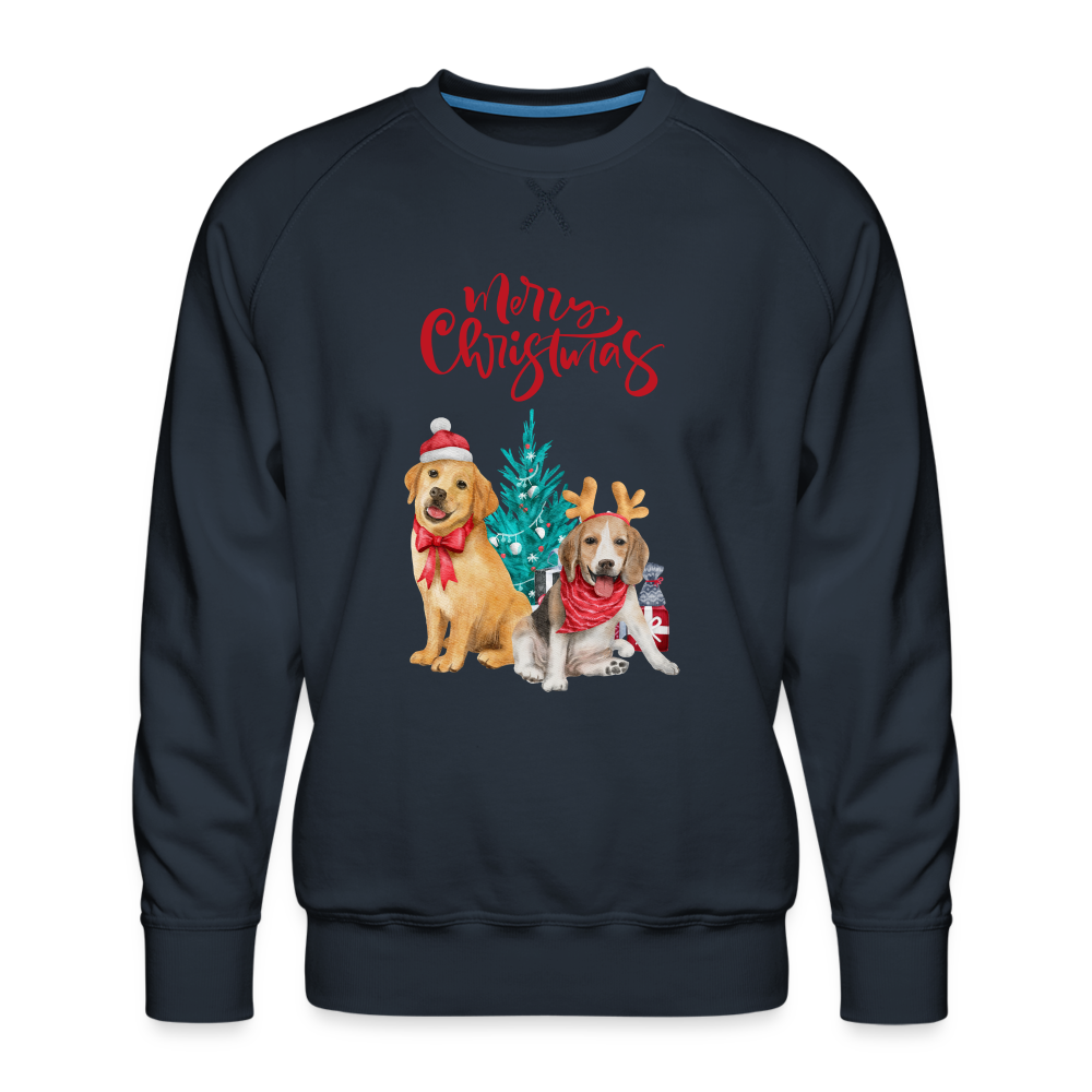 Männer Premium Pullover - Christmas Dogs - Navy