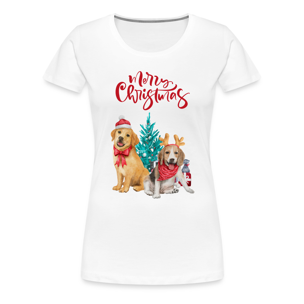 Frauen Premium T-Shirt - Christmas Dogs - weiß