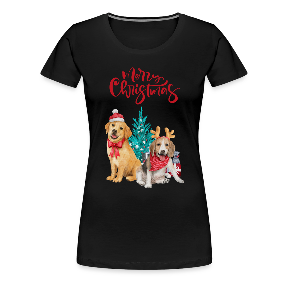 Frauen Premium T-Shirt - Christmas Dogs - Schwarz