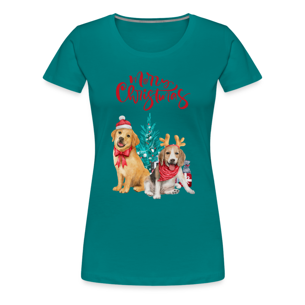 Frauen Premium T-Shirt - Christmas Dogs - Divablau