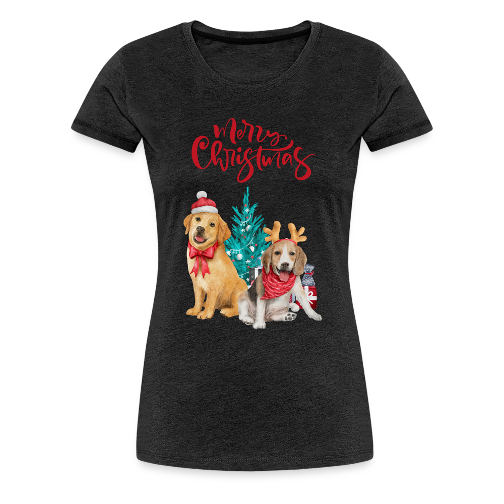 Frauen Premium T-Shirt - Christmas Dogs - Anthrazit