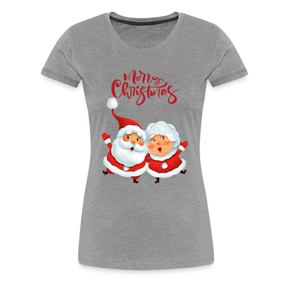 Frauen Premium T-Shirt - Santa & Mrs. Clause - Grau meliert