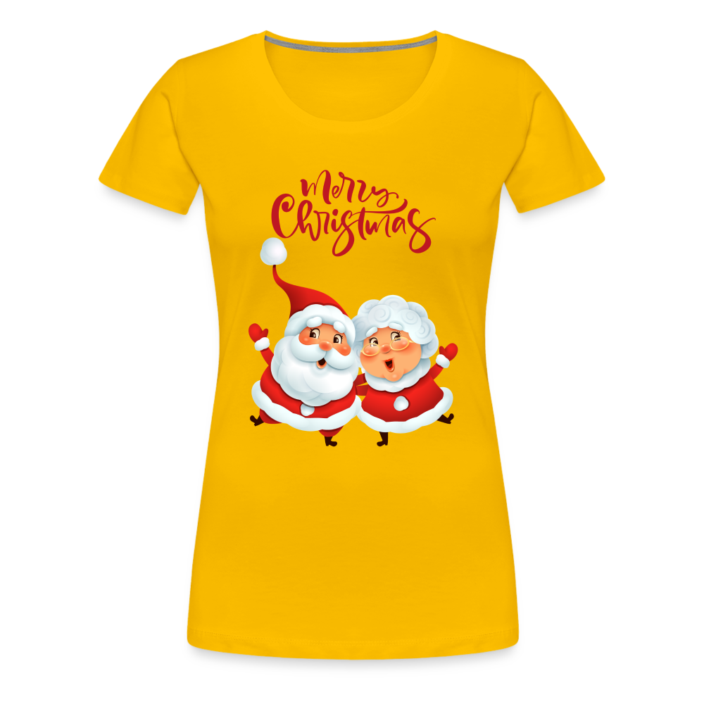 Frauen Premium T-Shirt - Santa & Mrs. Clause - Sonnengelb