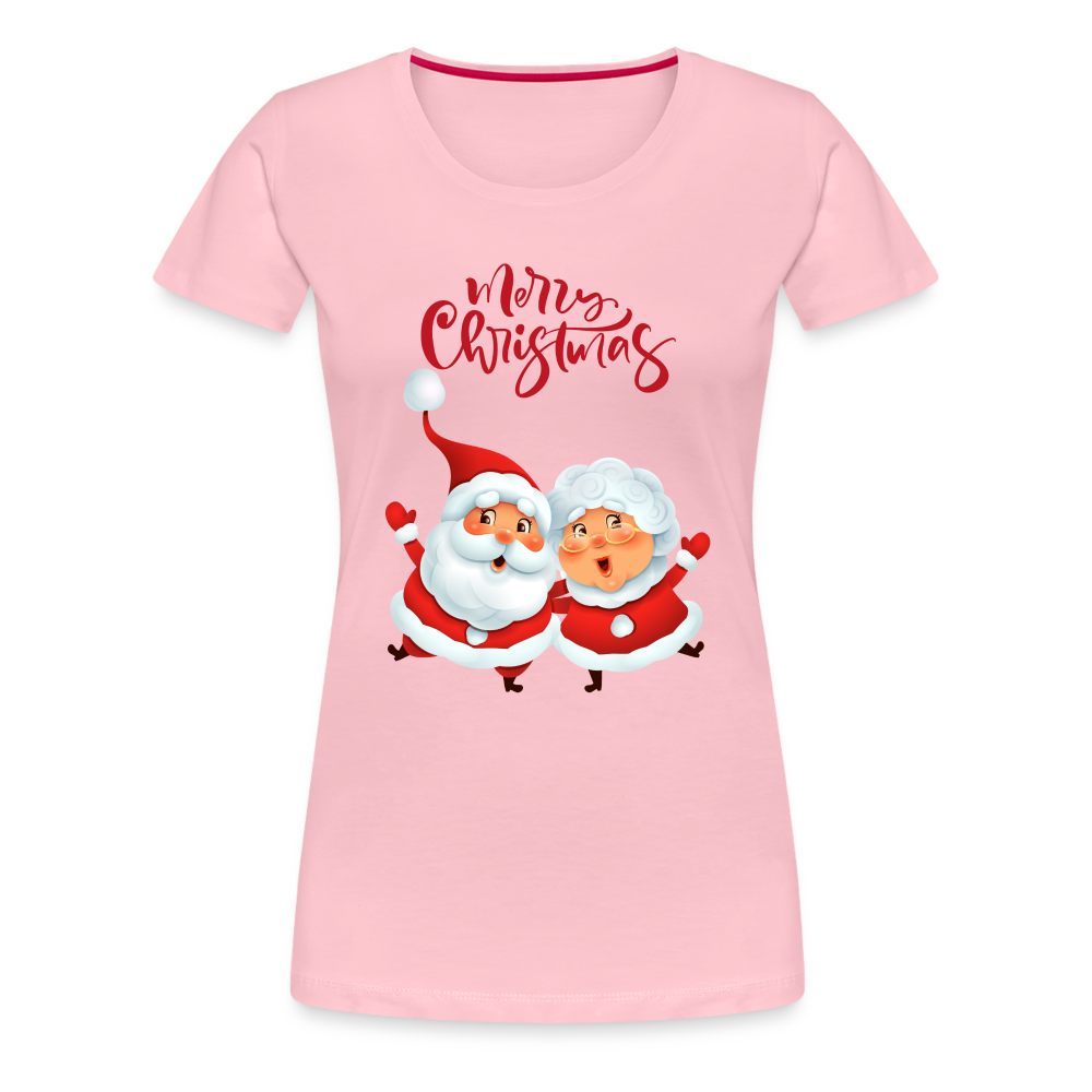 Frauen Premium T-Shirt - Santa & Mrs. Clause - Hellrosa