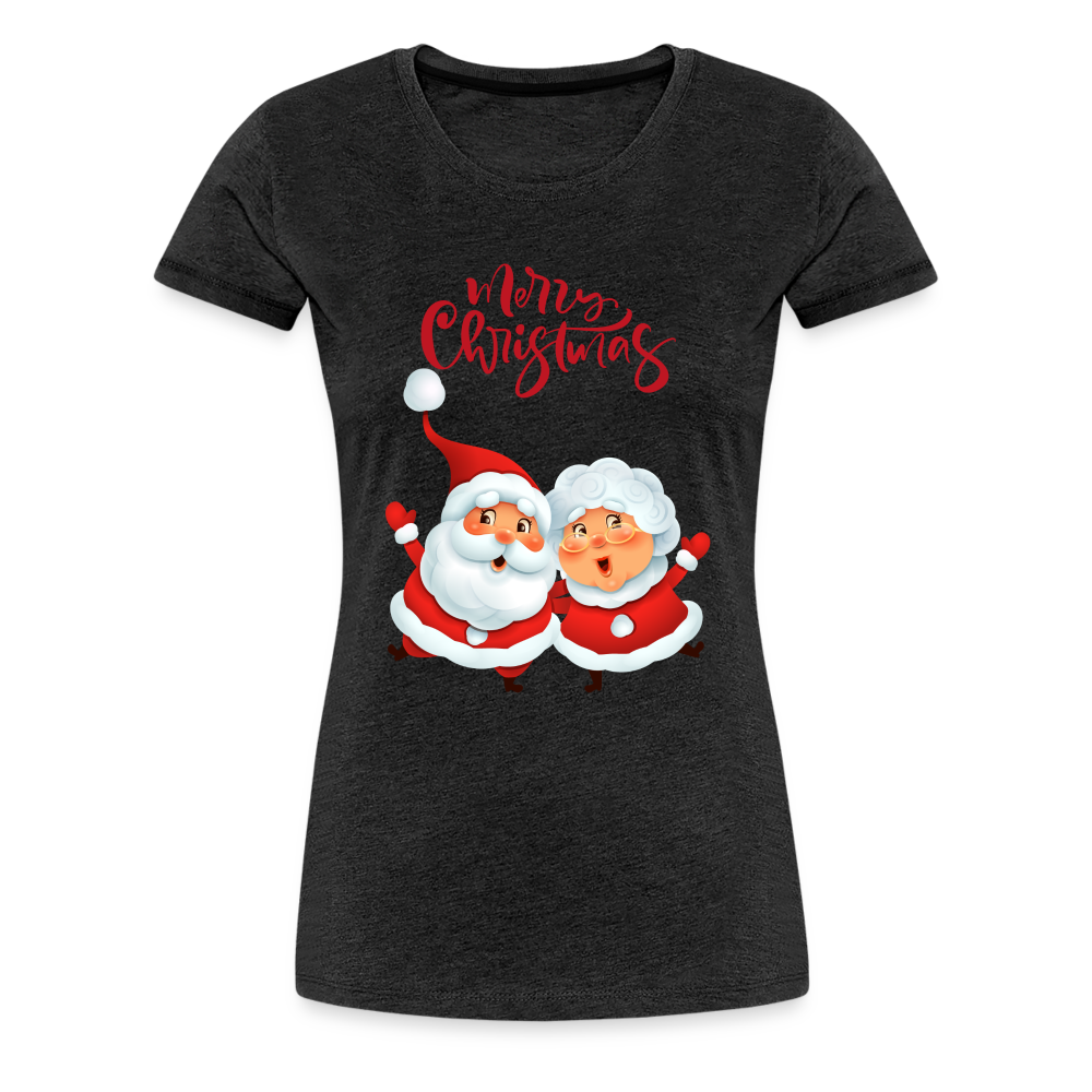 Frauen Premium T-Shirt - Santa & Mrs. Clause - Anthrazit