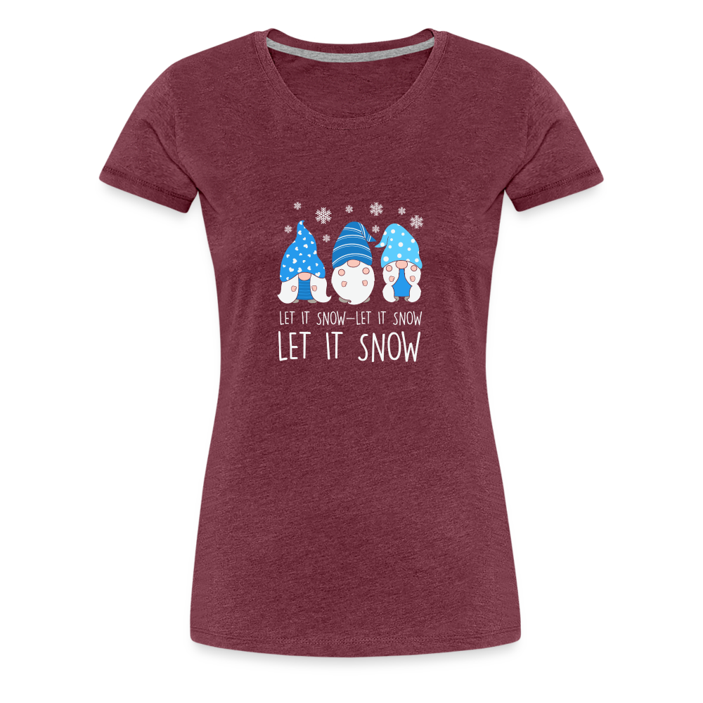 Frauen Premium T-Shirt - Let it snow Wichtel - Bordeauxrot meliert