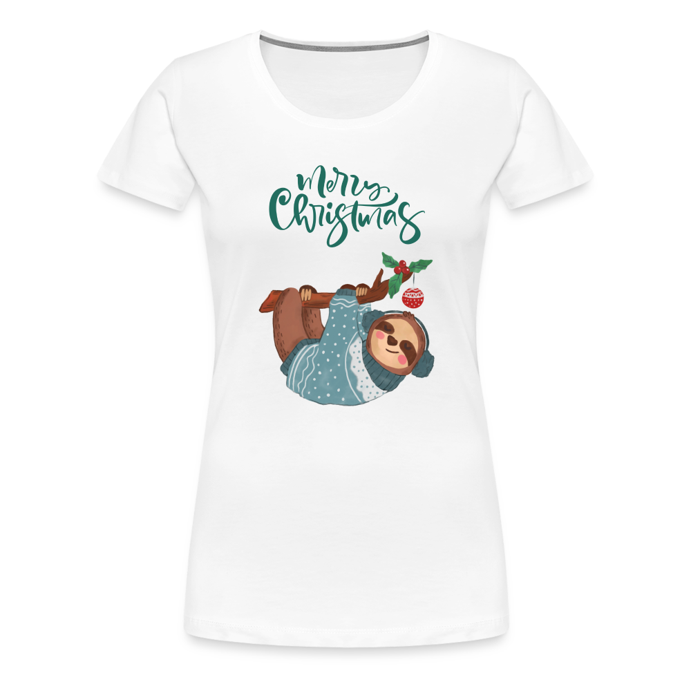 Frauen Premium T-Shirt - Christmas Faultier - weiß