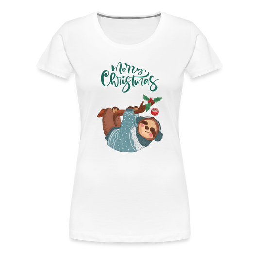 Frauen Premium T-Shirt - Christmas Faultier - weiß