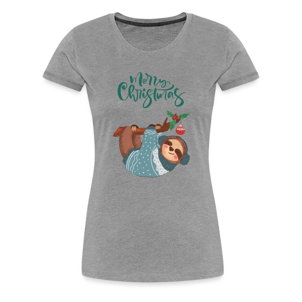 Frauen Premium T-Shirt - Christmas Faultier - Grau meliert