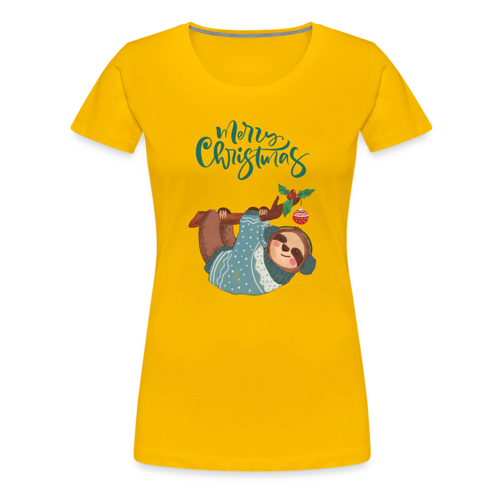 Frauen Premium T-Shirt - Christmas Faultier - Sonnengelb