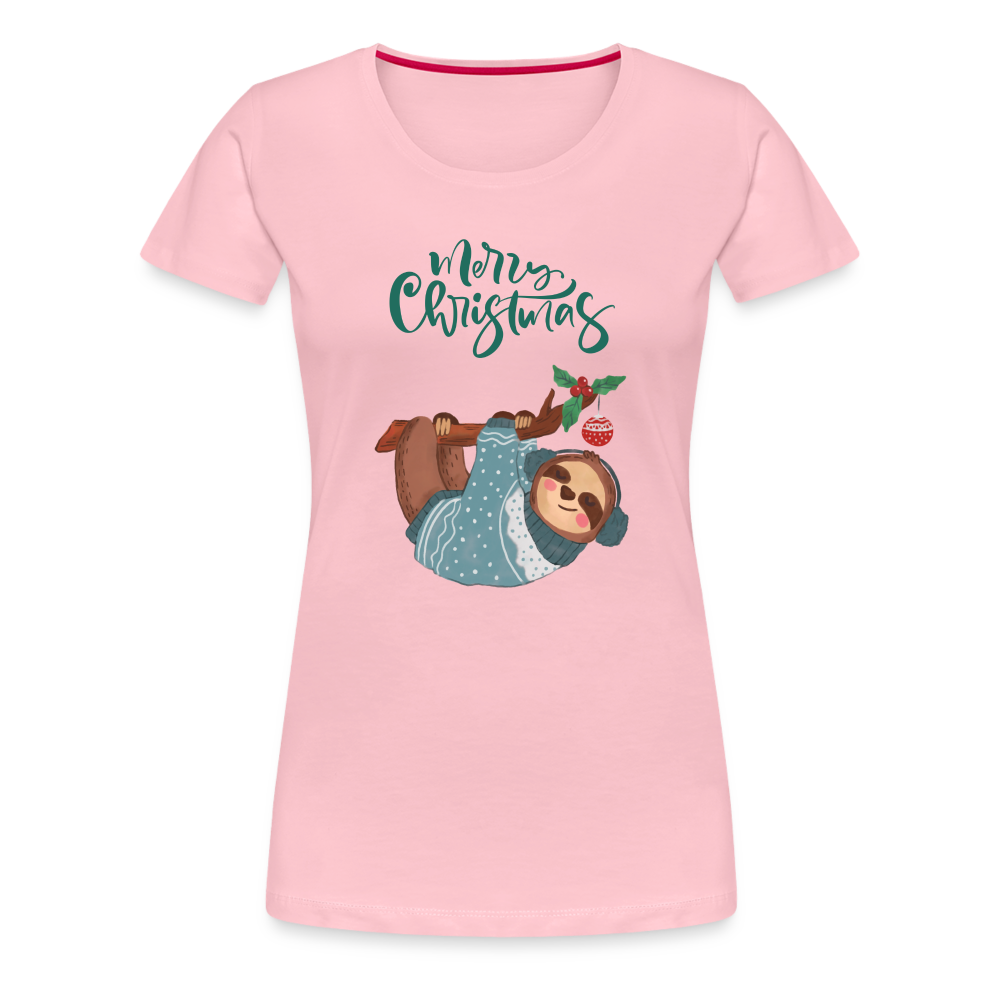 Frauen Premium T-Shirt - Christmas Faultier - Hellrosa