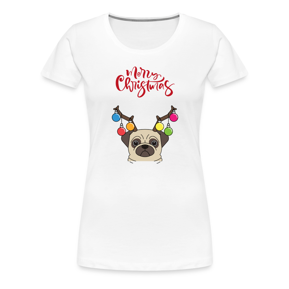 Frauen Premium T-Shirt - Christmas Mops - weiß