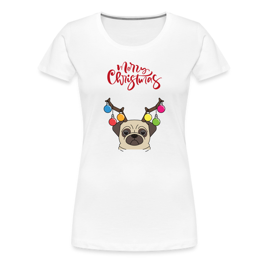 Frauen Premium T-Shirt - Christmas Mops - weiß