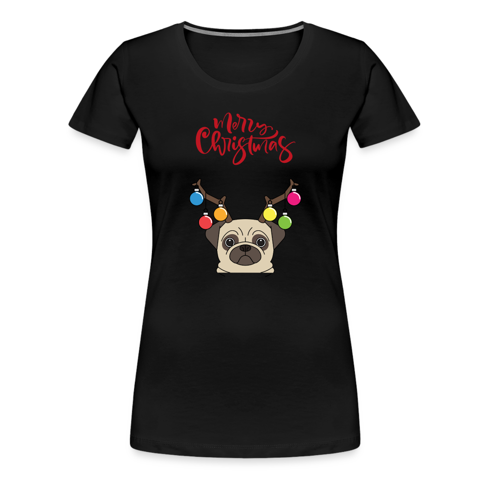 Frauen Premium T-Shirt - Christmas Mops - Schwarz