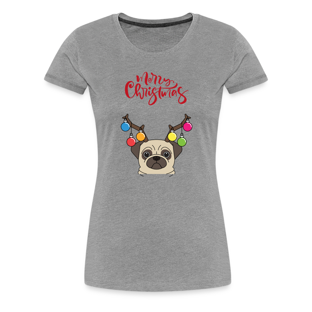 Frauen Premium T-Shirt - Christmas Mops - Grau meliert