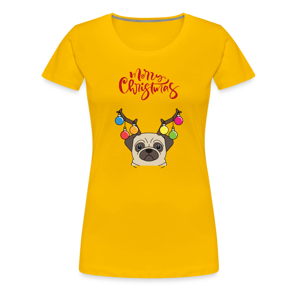 Frauen Premium T-Shirt - Christmas Mops - Sonnengelb