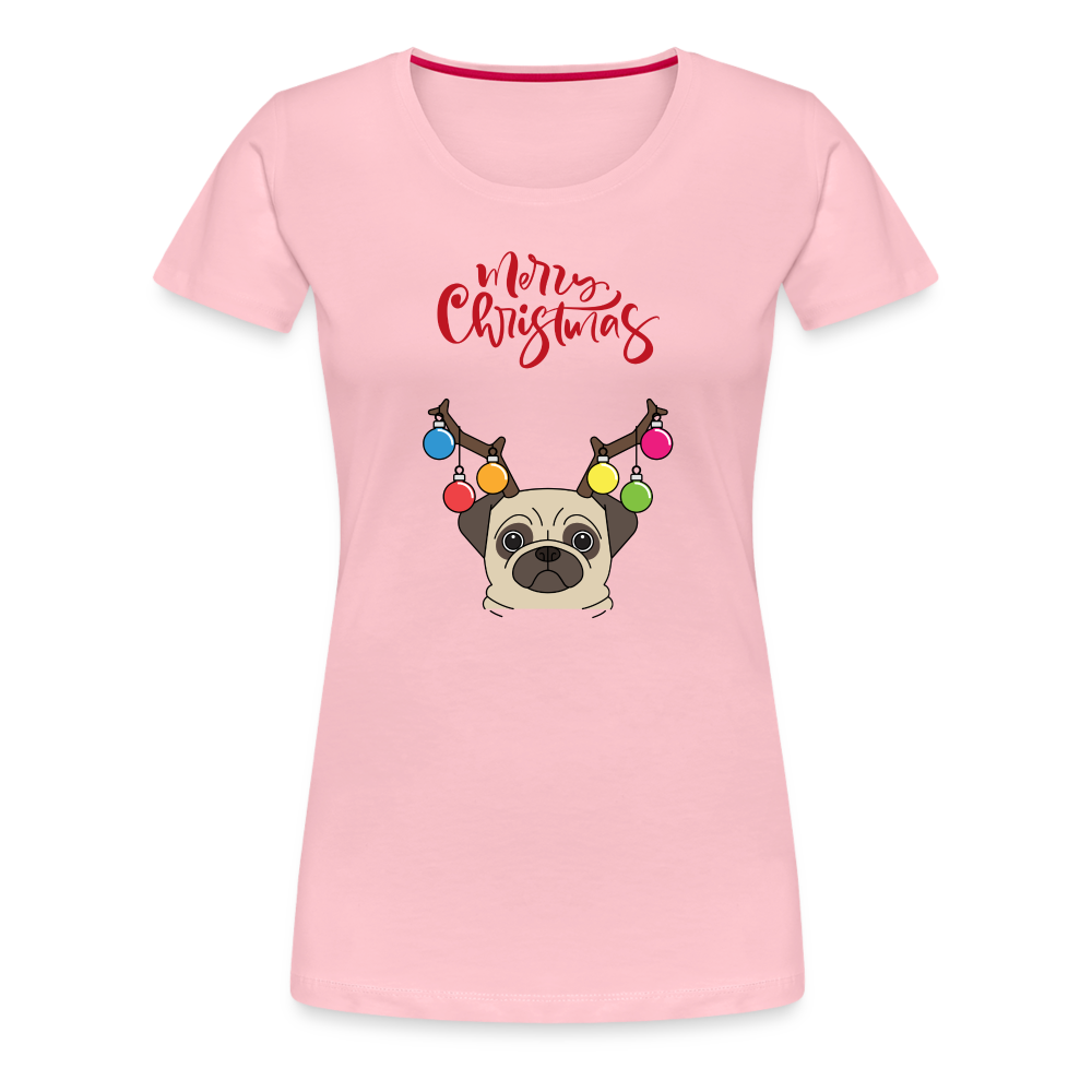 Frauen Premium T-Shirt - Christmas Mops - Hellrosa