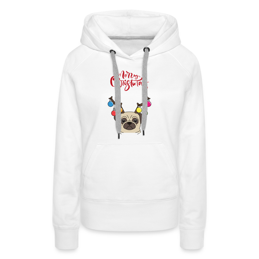 Frauen Premium Hoodie - Christmas Mops - weiß