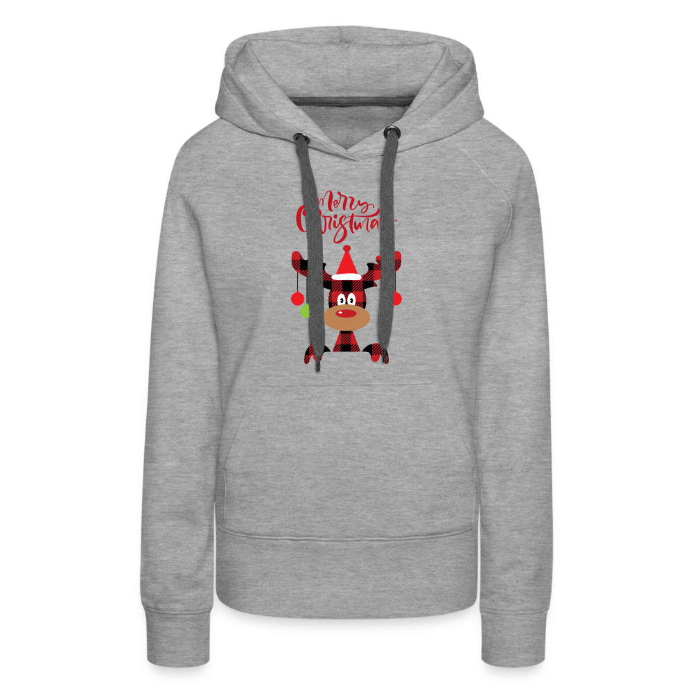 Frauen Premium Hoodie - Rentier Karo - Grau meliert