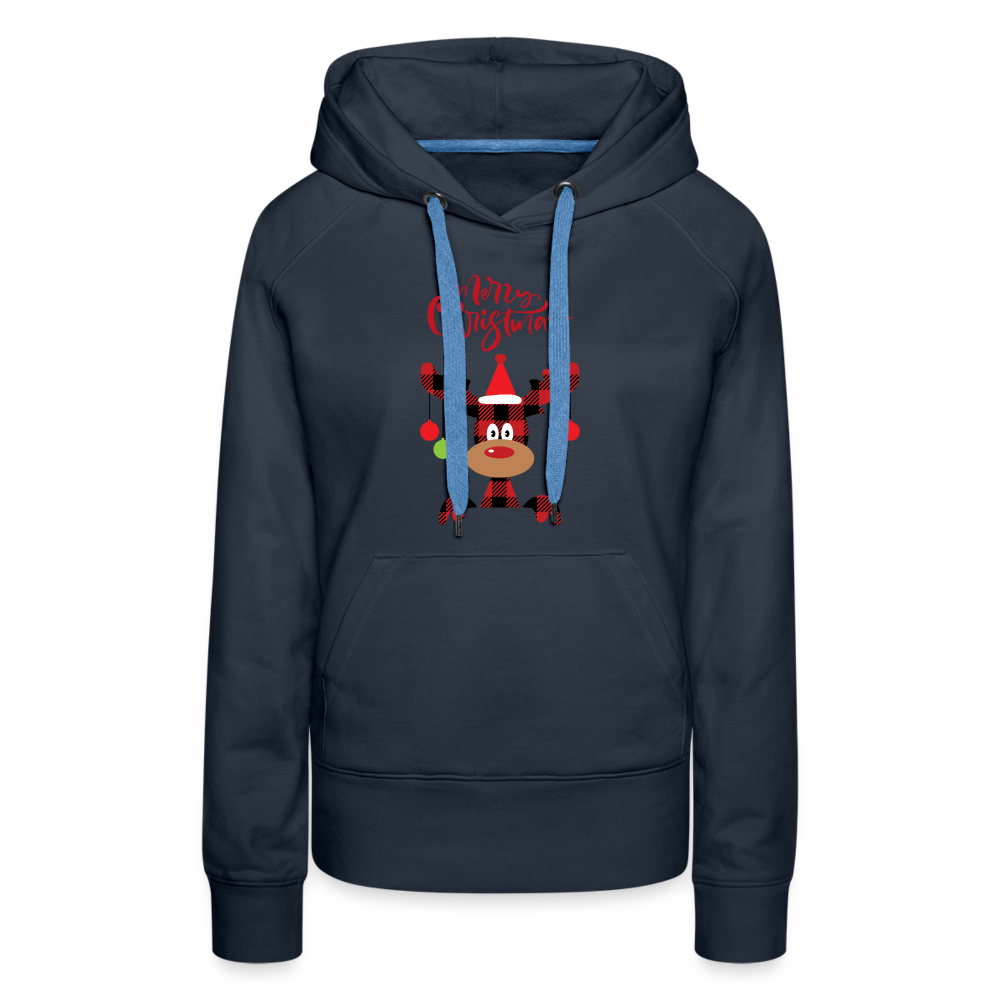 Frauen Premium Hoodie - Rentier Karo - Navy