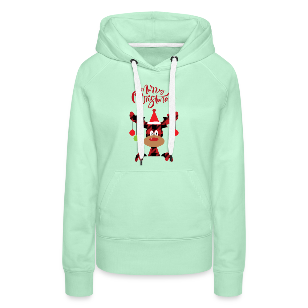 Frauen Premium Hoodie - Rentier Karo - helles Mintgrün