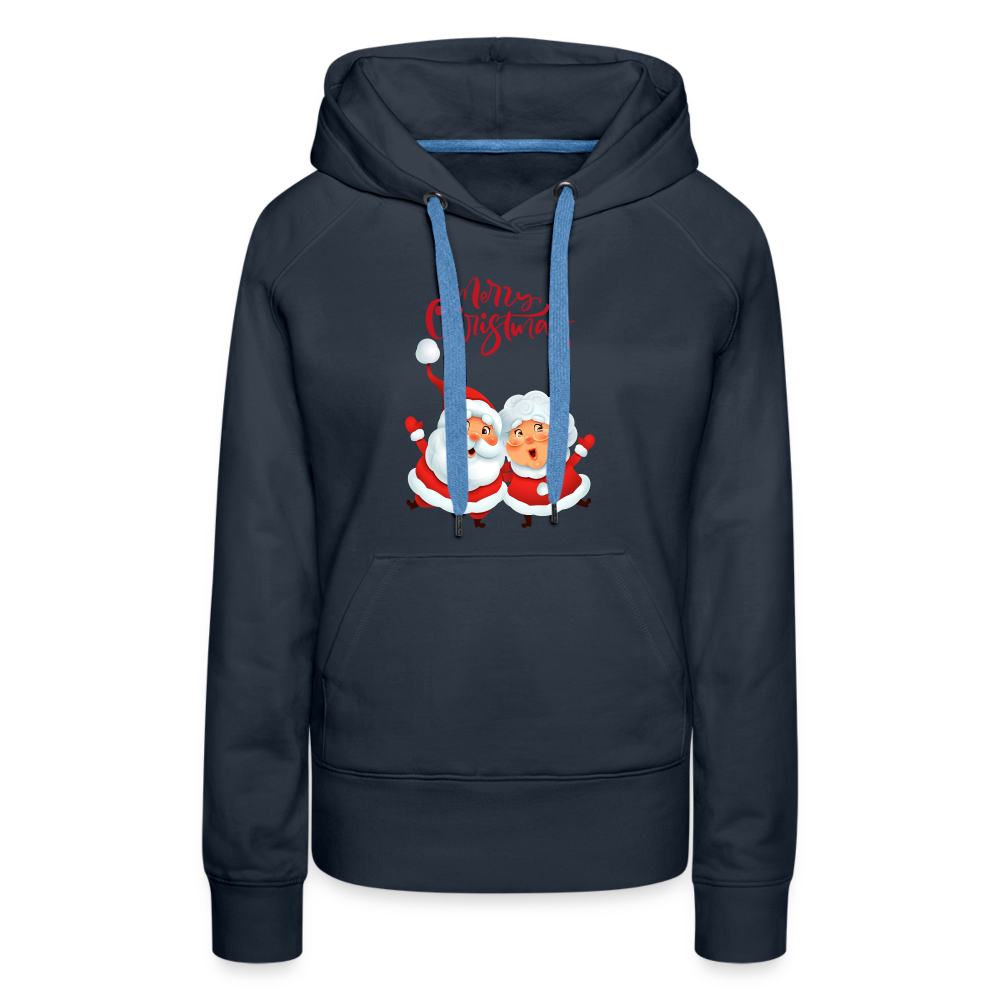 Frauen Premium Hoodie - Santa & Mrs. Clause - Navy