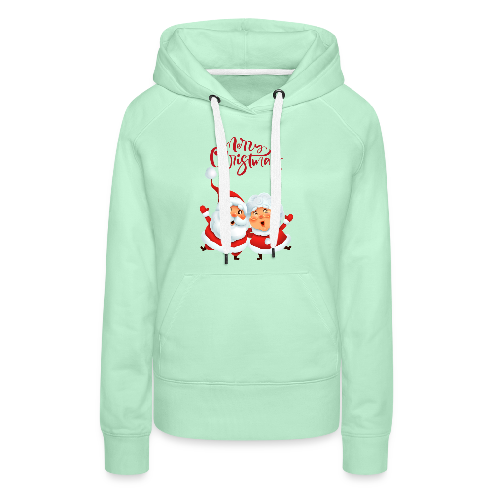 Frauen Premium Hoodie - Santa & Mrs. Clause - helles Mintgrün