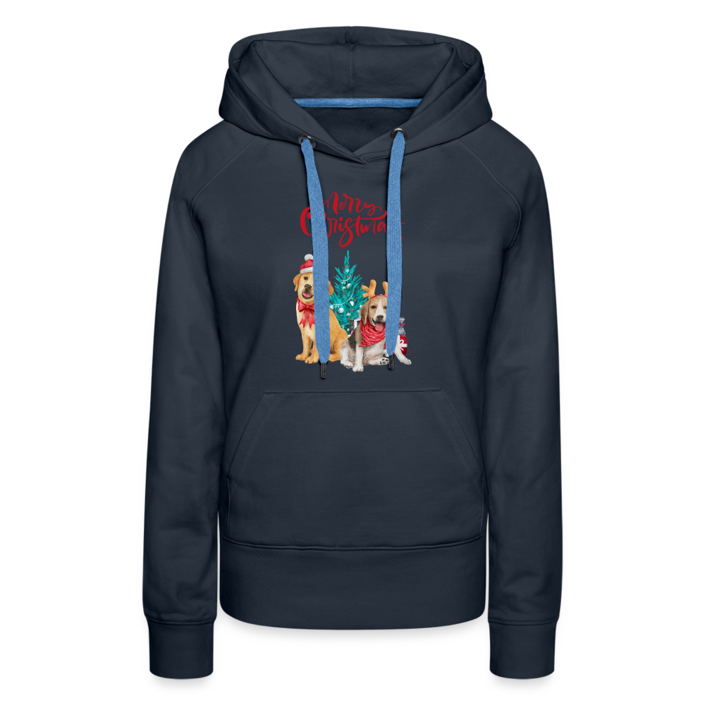 Frauen Premium Hoodie - Christmas Dogs - Navy