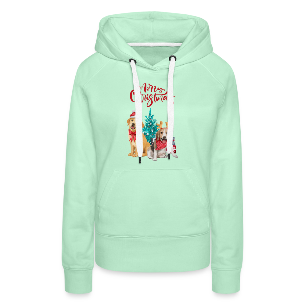 Frauen Premium Hoodie - Christmas Dogs - helles Mintgrün