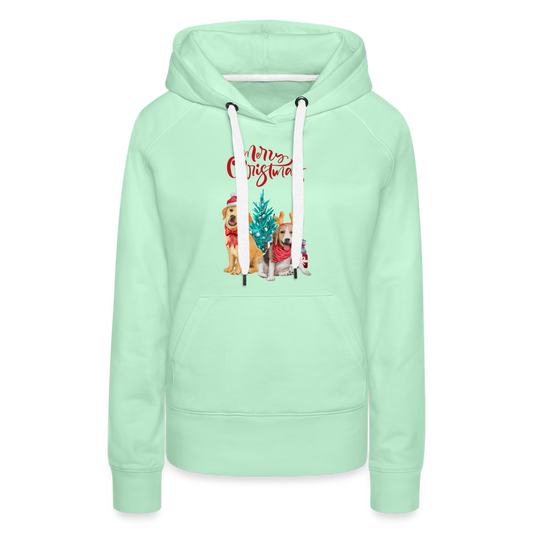 Frauen Premium Hoodie - Christmas Dogs - helles Mintgrün