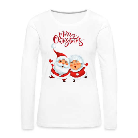 Frauen Premium Langarmshirt - Santa & Mrs. Clause - weiß