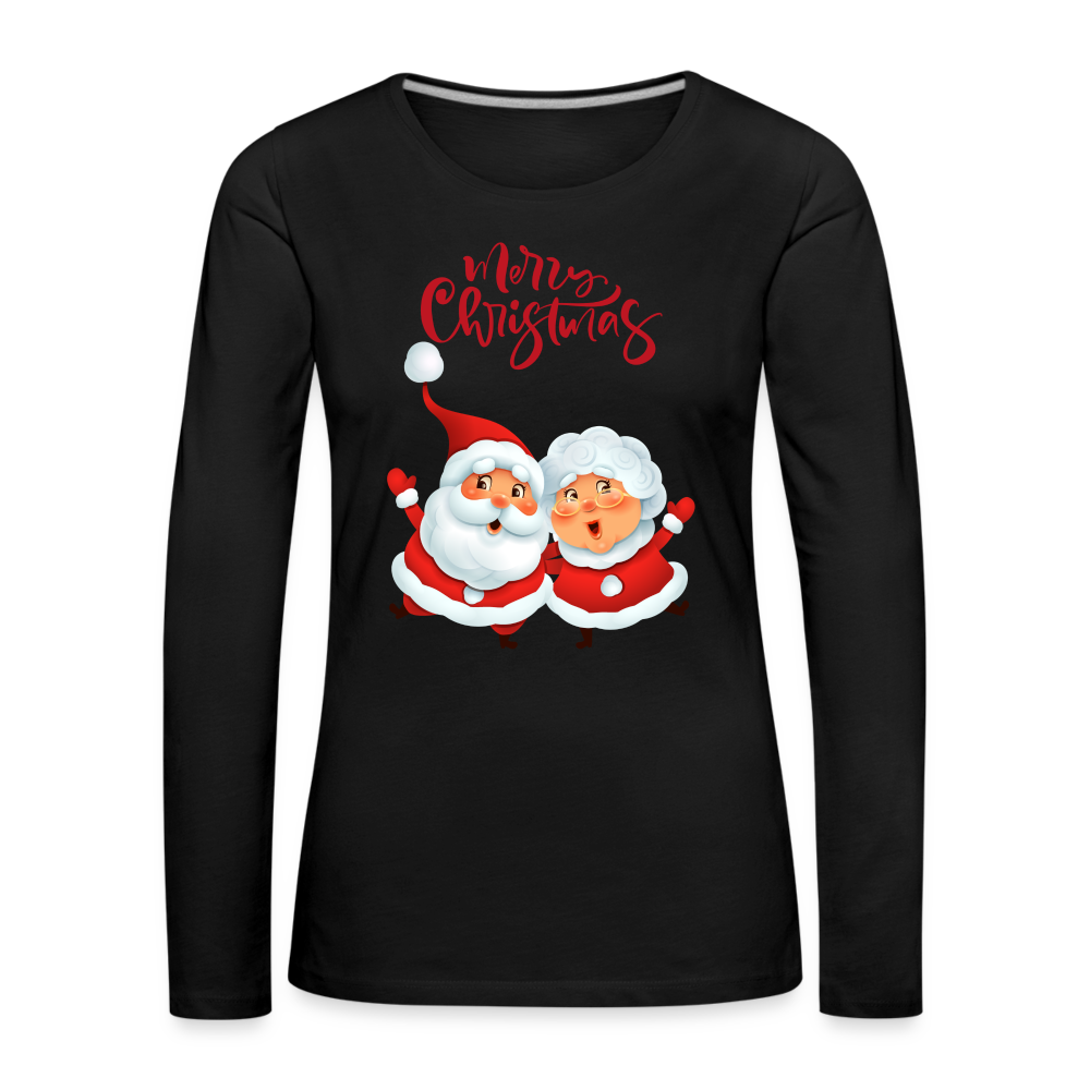 Frauen Premium Langarmshirt - Santa & Mrs. Clause - Schwarz