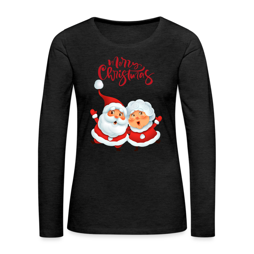 Frauen Premium Langarmshirt - Santa & Mrs. Clause - Anthrazit