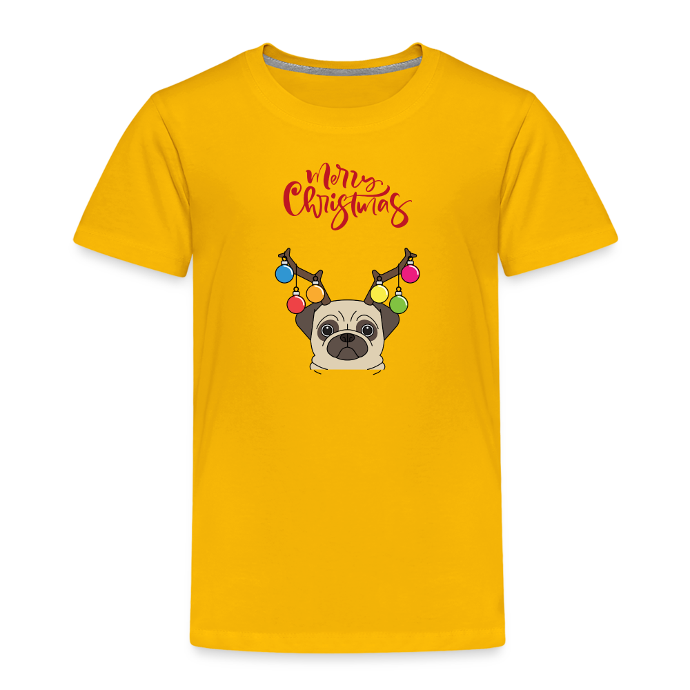 Kinder Premium T-Shirt - Christmas Mops - Sonnengelb