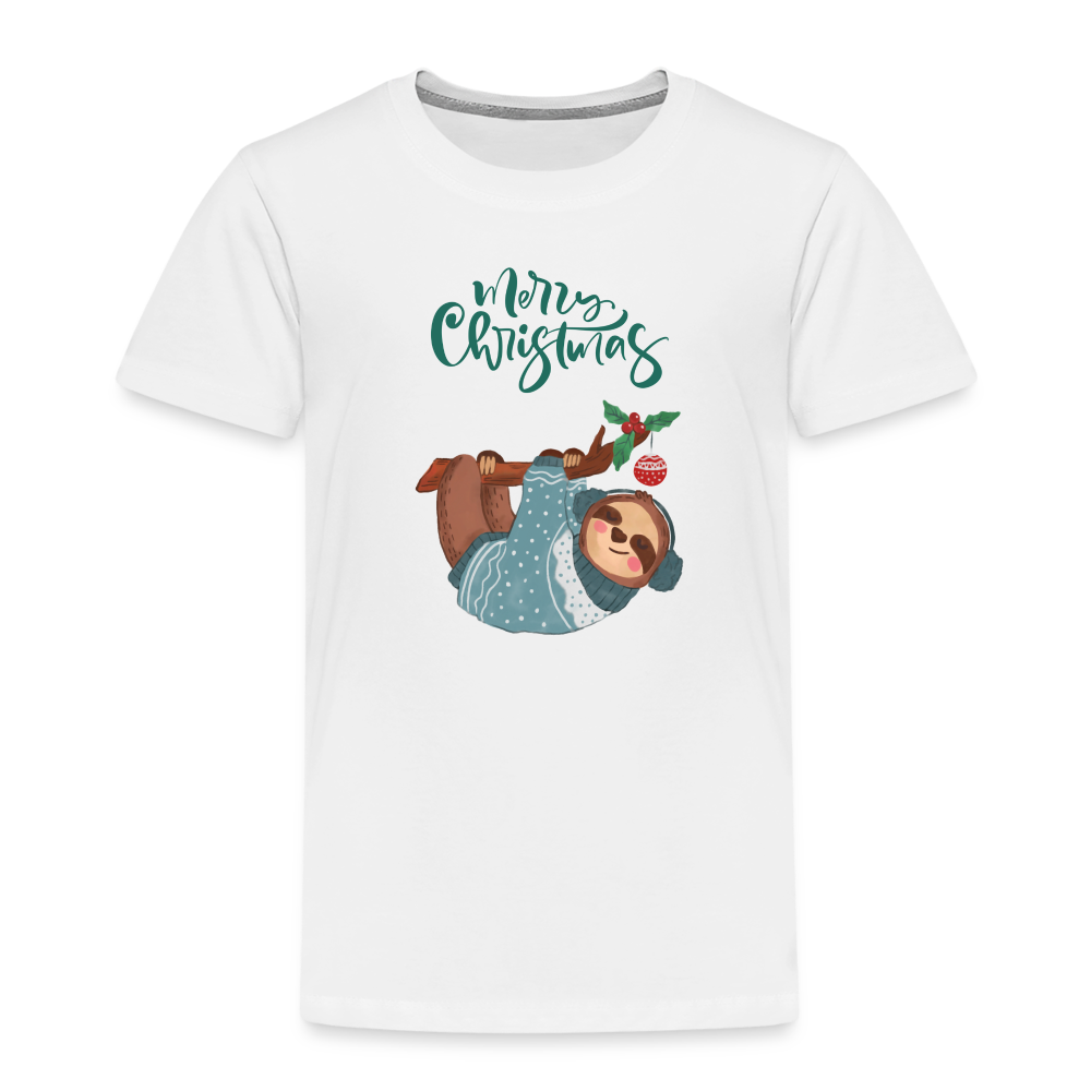 Kinder Premium T-Shirt - Christmas Faultier - weiß