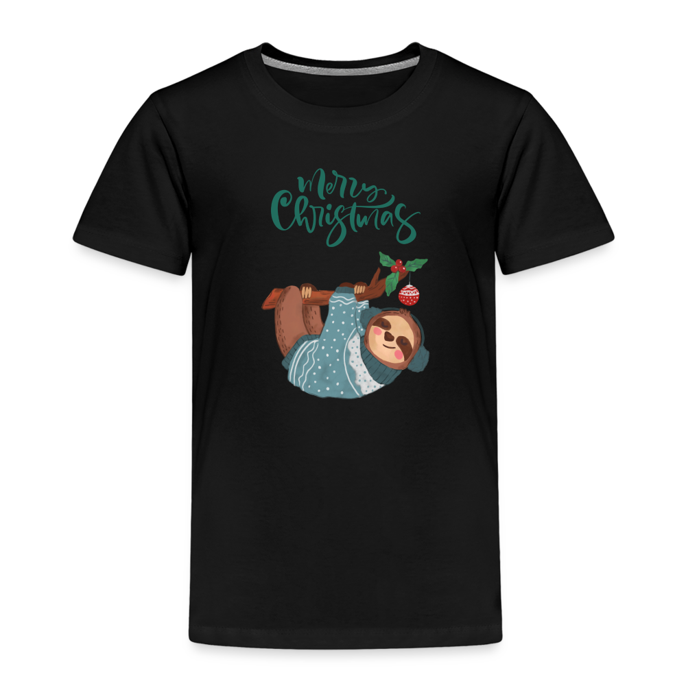 Kinder Premium T-Shirt - Christmas Faultier - Schwarz