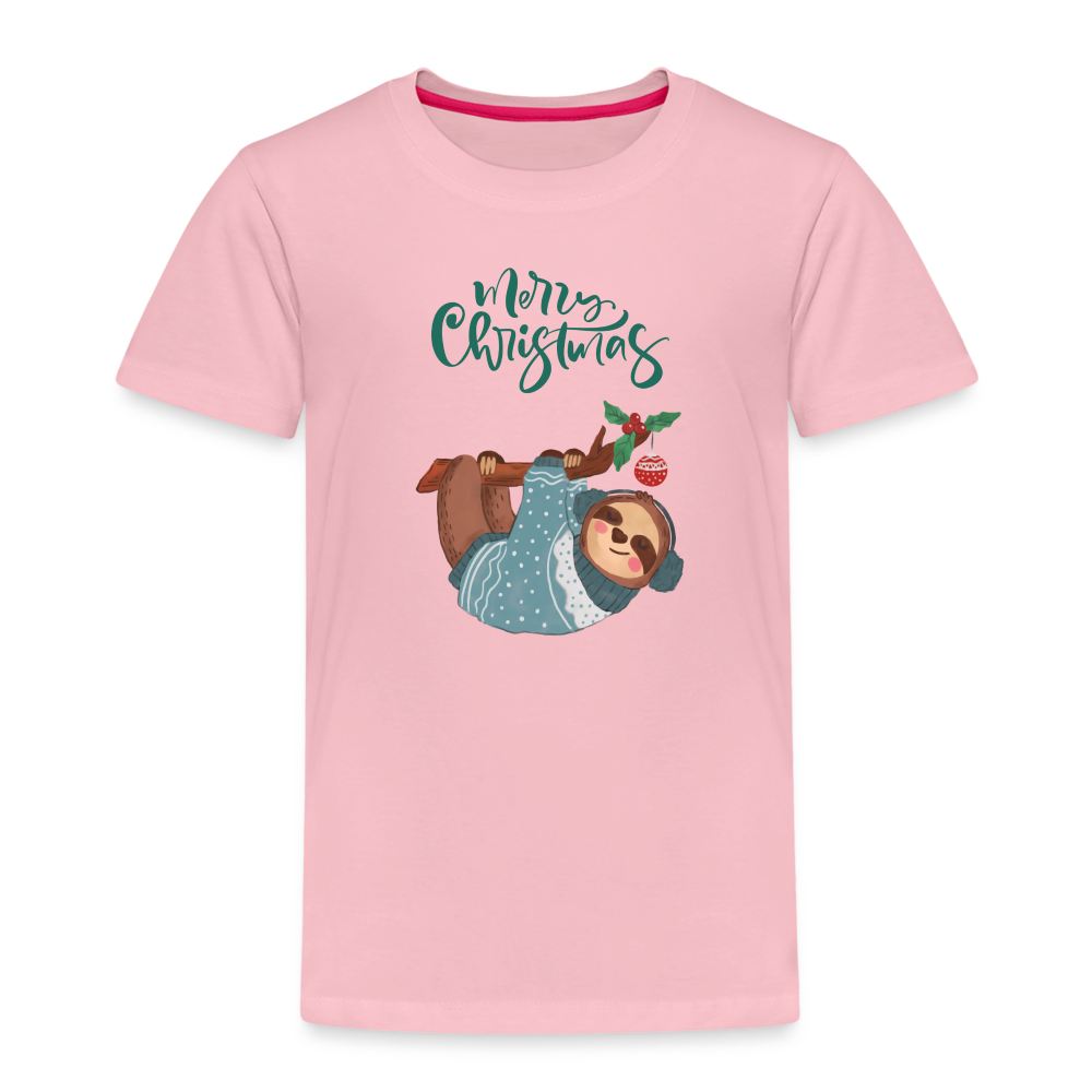 Kinder Premium T-Shirt - Christmas Faultier - Hellrosa