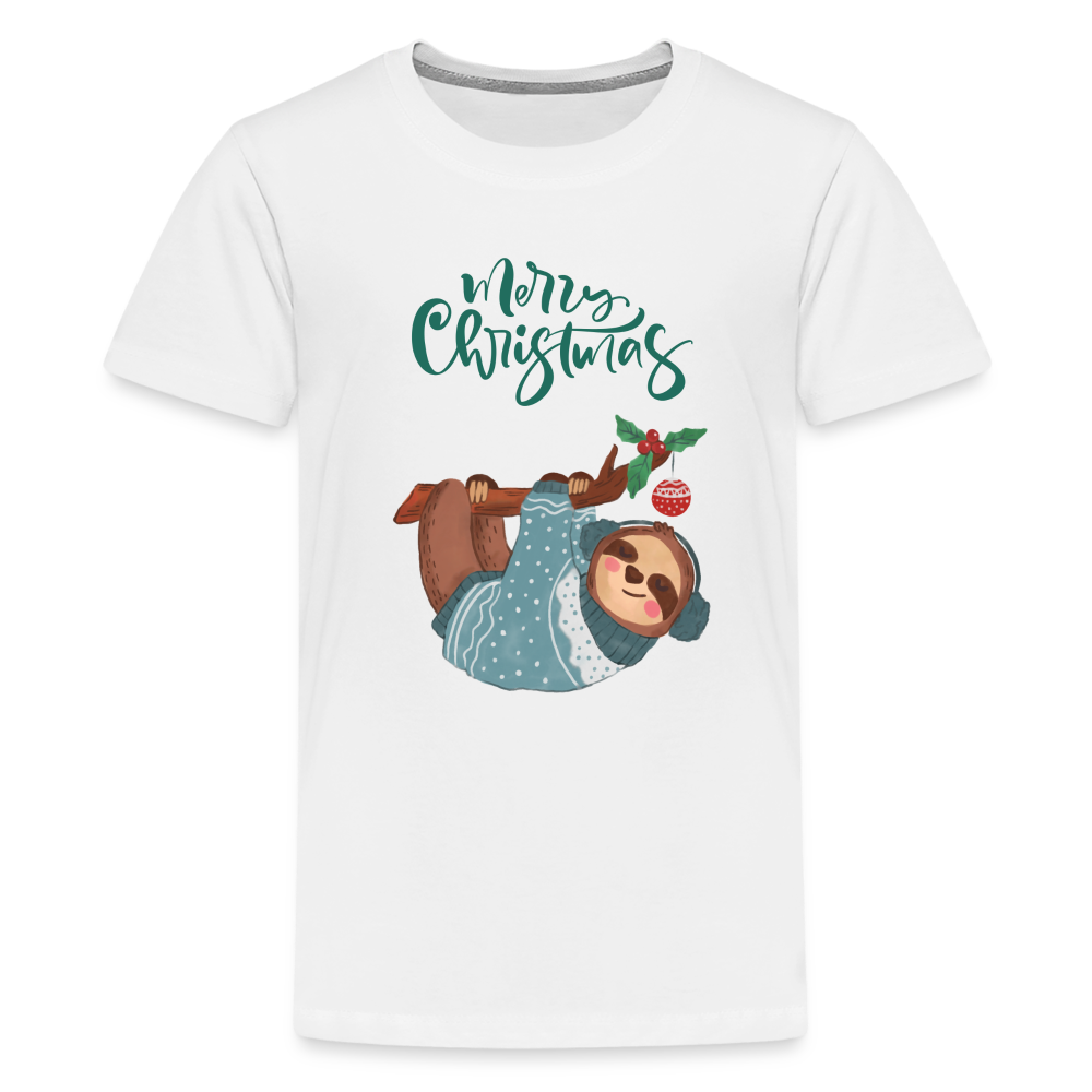 Teenager Premium T-Shirt - Christmas Faultier - weiß