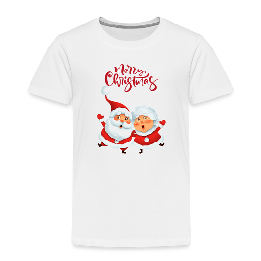 Kinder Premium T-Shirt - Santa & Mrs Clause - weiß