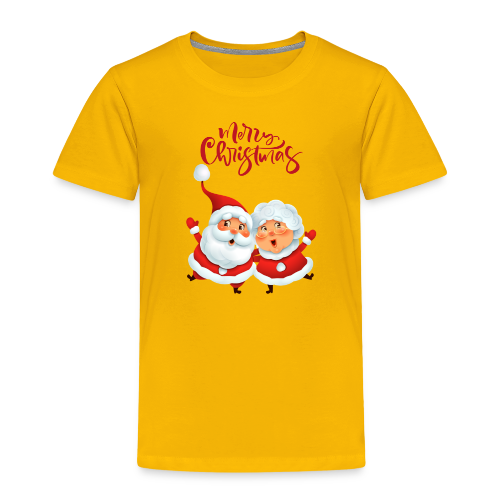 Kinder Premium T-Shirt - Santa & Mrs Clause - Sonnengelb