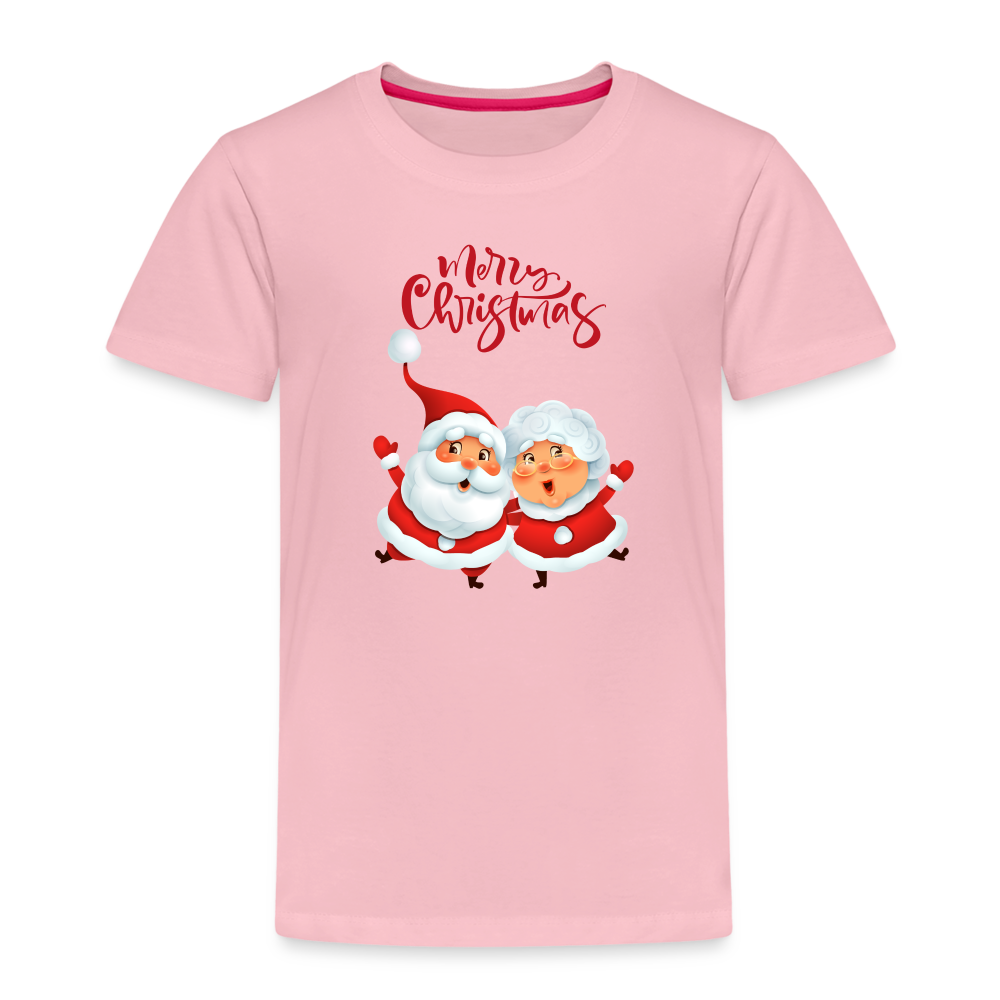 Kinder Premium T-Shirt - Santa & Mrs Clause - Hellrosa