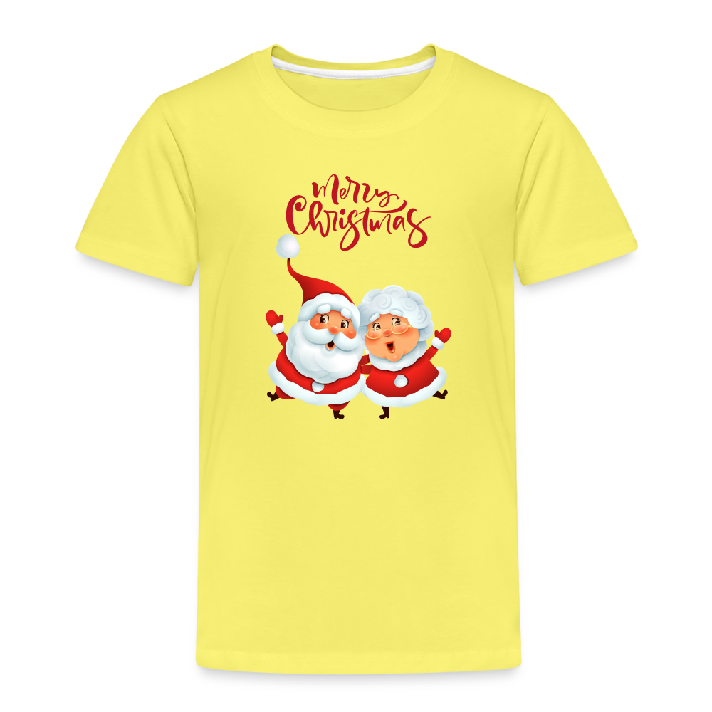 Kinder Premium T-Shirt - Santa & Mrs Clause - Gelb